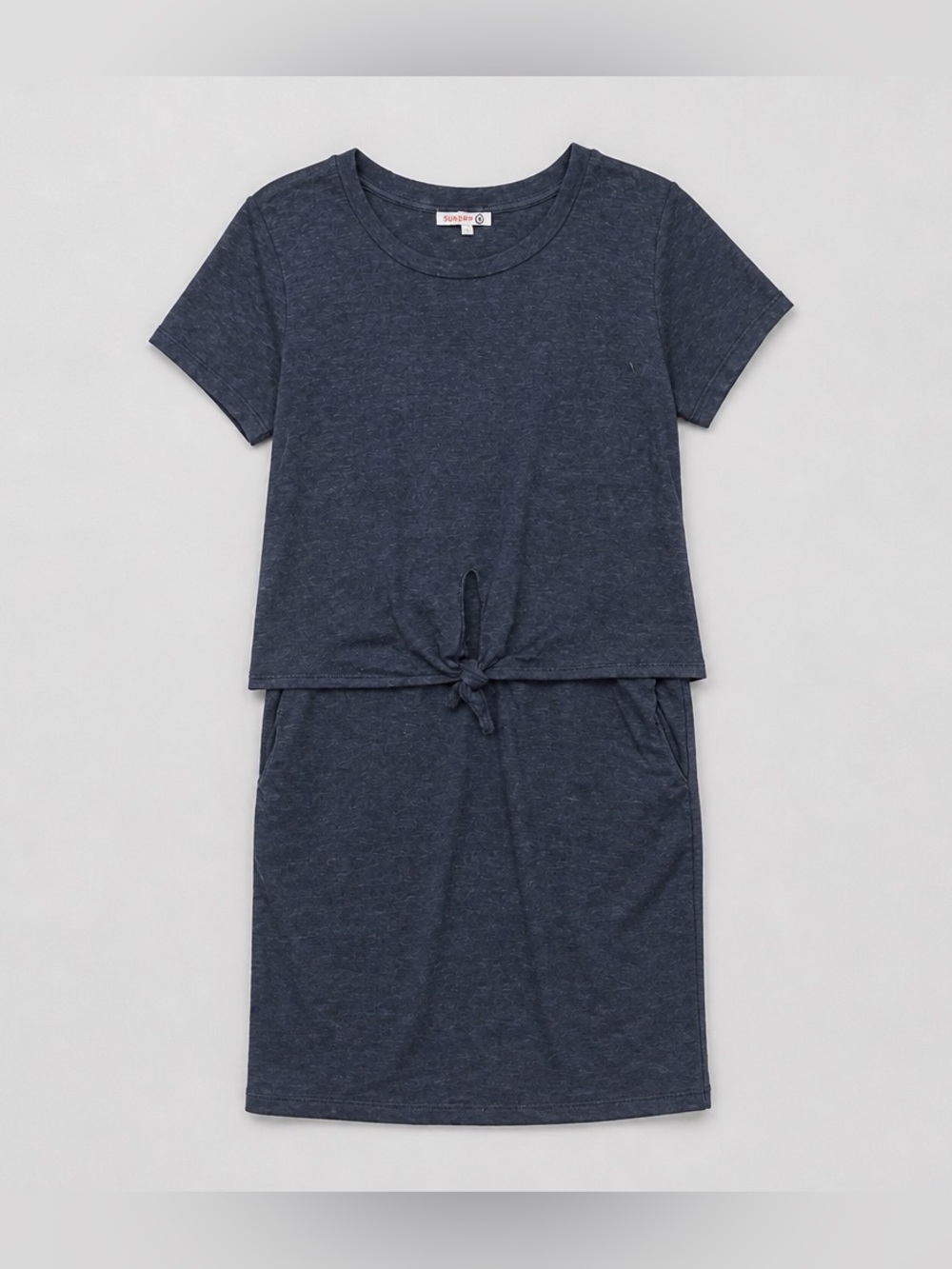 Sundry Kids Short-Sleeve Tie-Front Dress - Dark Blue Y2K
